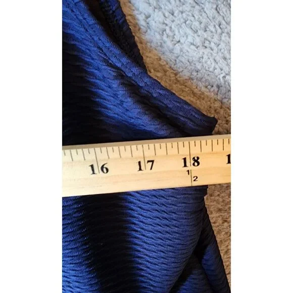 Lands' End Women's High Neck Tankini Swim Top Padded Textured Modest Blue 18W DD - Picture 8 of 11